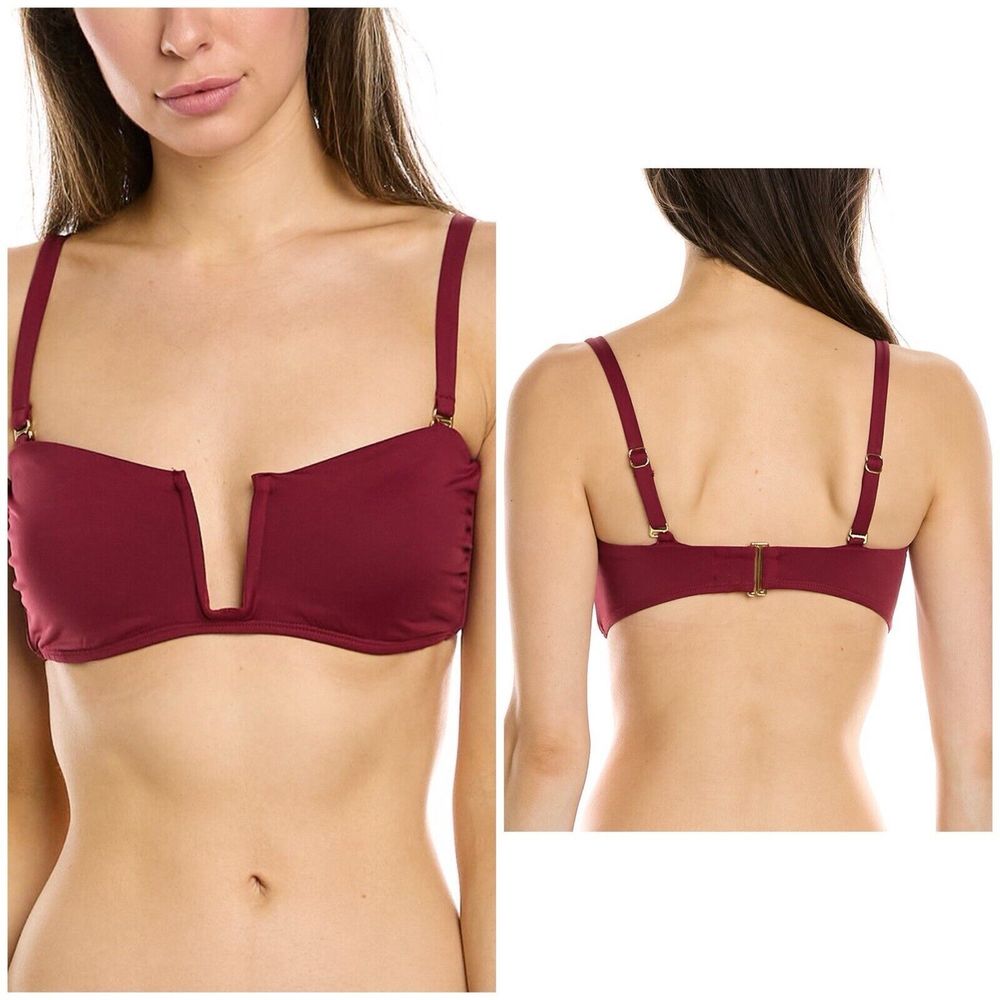 Andie Swim The Cartagena Bikini Swim Top Maroon Size L NWT
